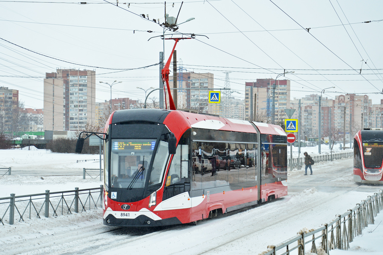 Трамвай 71-923М «Богатырь М» производства ПК ТС в Санкт-Петербурге