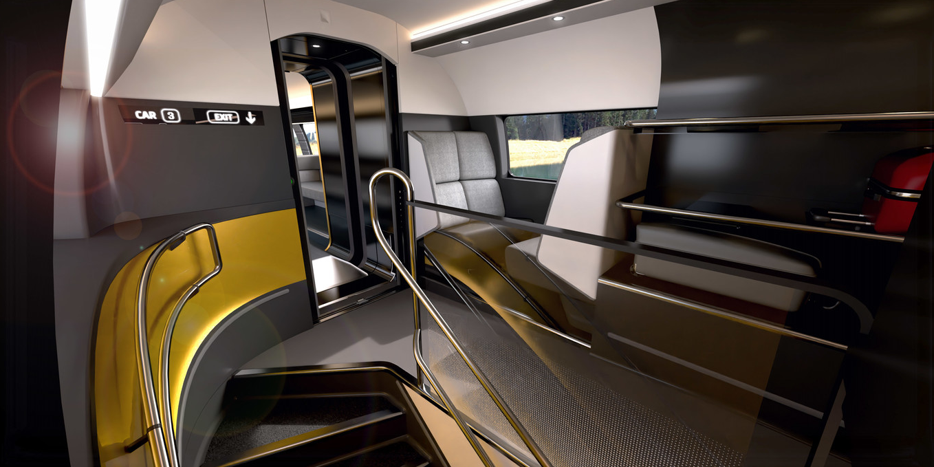 Рендеры перспективного дизайна интерьеров поезда Avelia Horizon