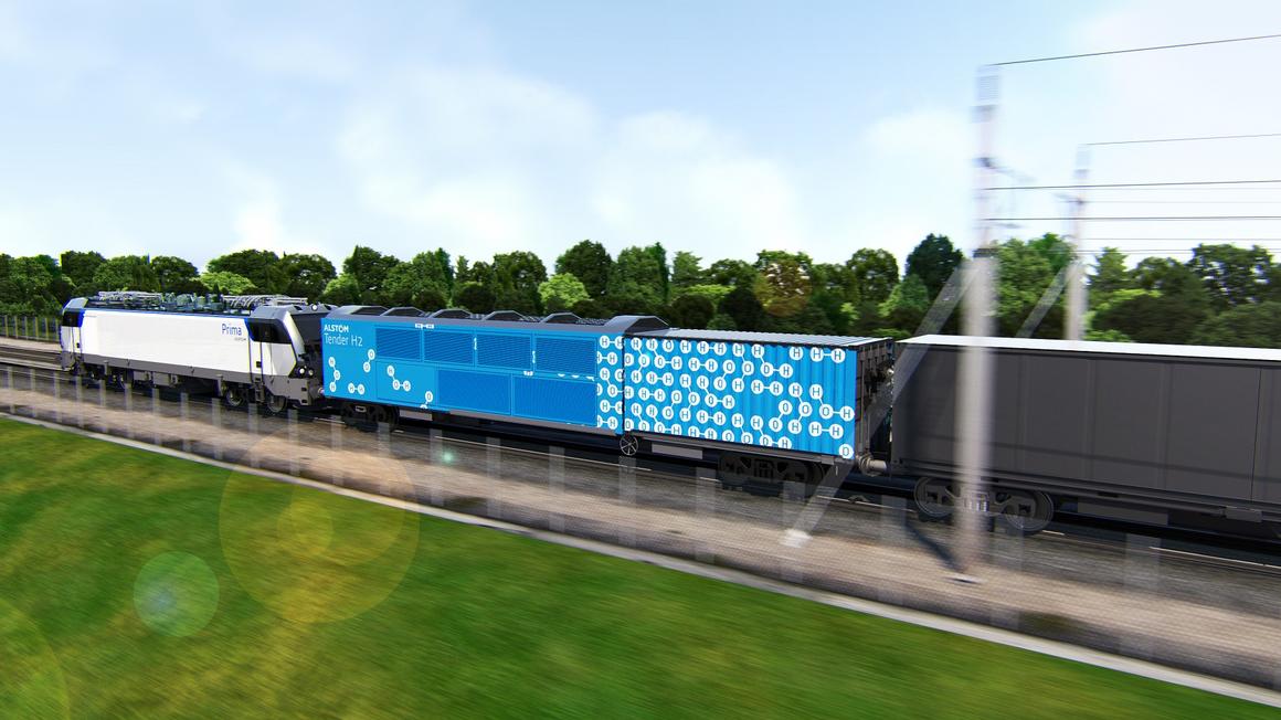 Дизайн электровоза в сцепе с водородным вагоном-генератором Alstom