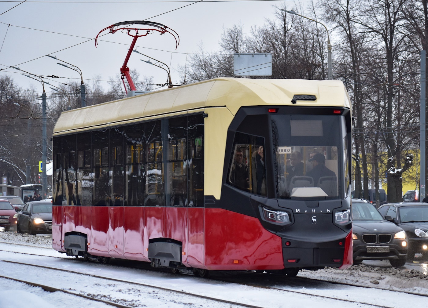 Обкатка первого низкопольного трамвая «МиНиН» в Нижнем Новгороде, январь 2023 года