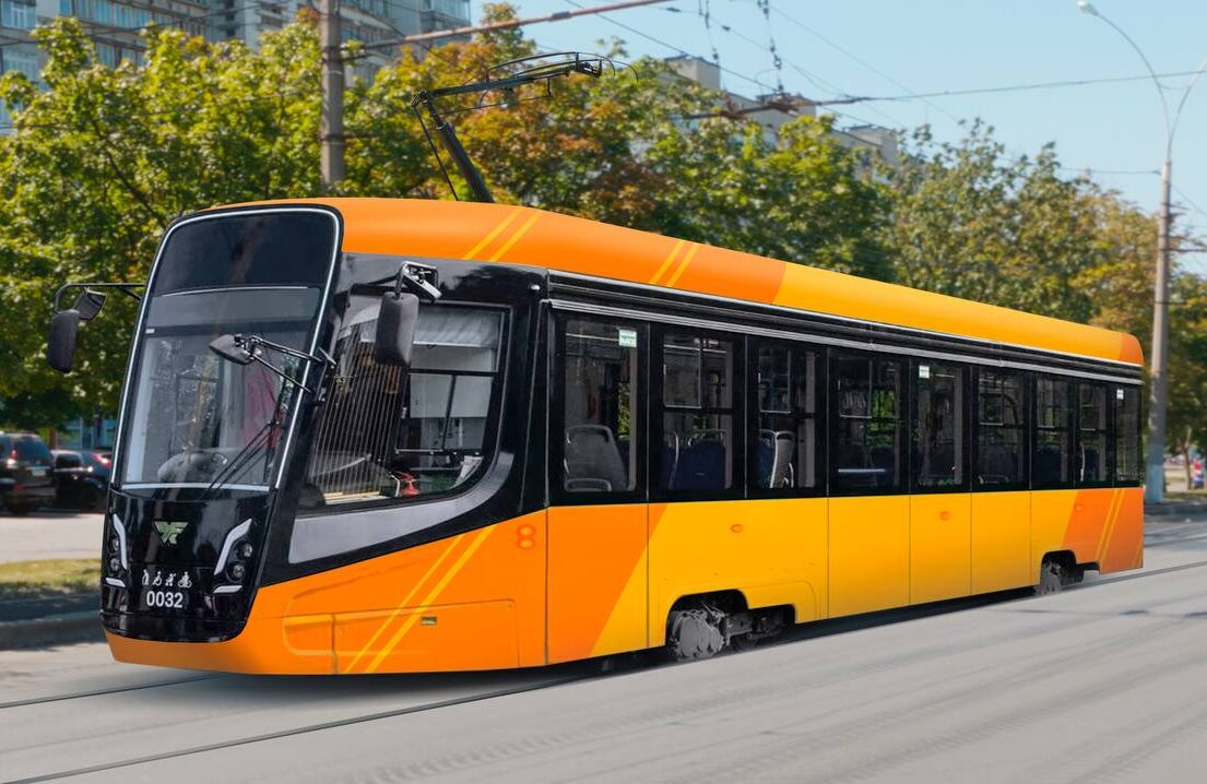 Рендер низкопольного односекционного трамвая УКВЗ для Ярославля