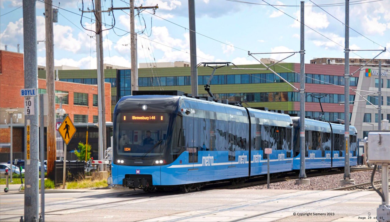 Рендер трамвая S200 для Сент-Луис от Siemens Mobility