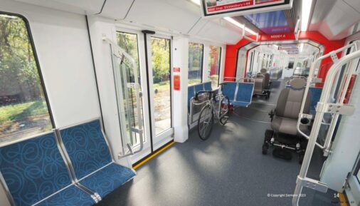 Рендер салона трамвая S200 от Siemens Mobility для Сент-Луиса
