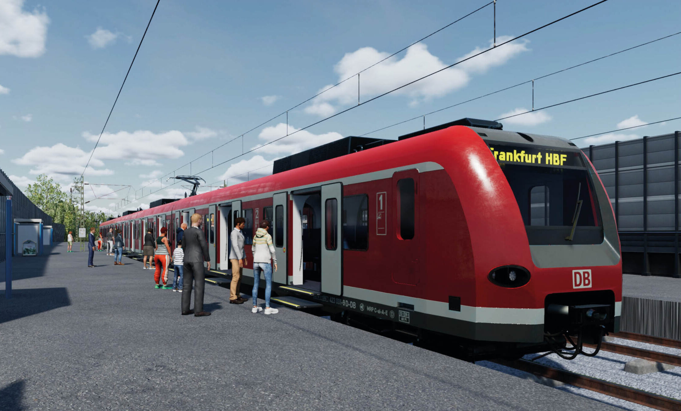 Виртуальная модель в AURELION беспилотного электропоезда класса 423 на городской ж/д Франкфурта