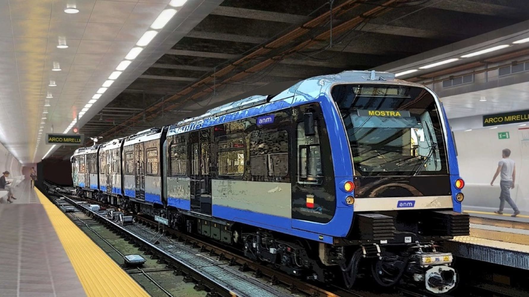 Рендер поезда Hitachi Rail для метро Неаполя