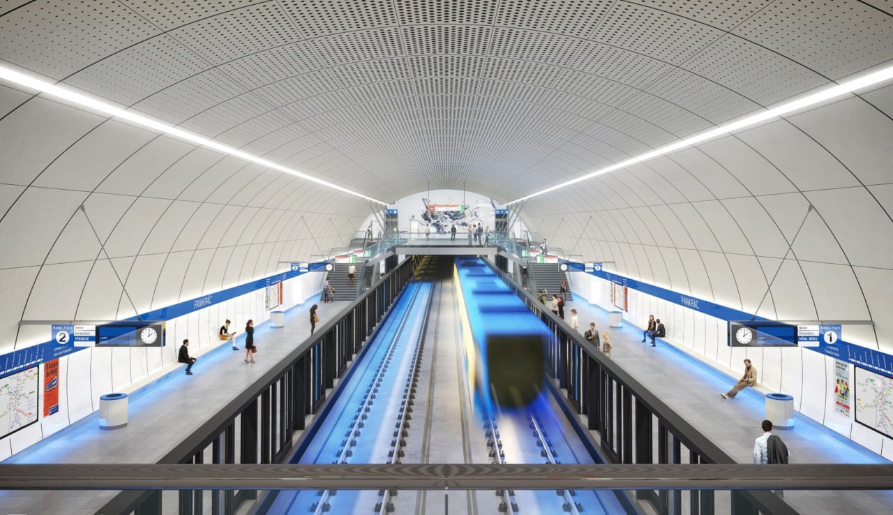 Визуализация обновленного интерьера станции метро Панкрац в Праге